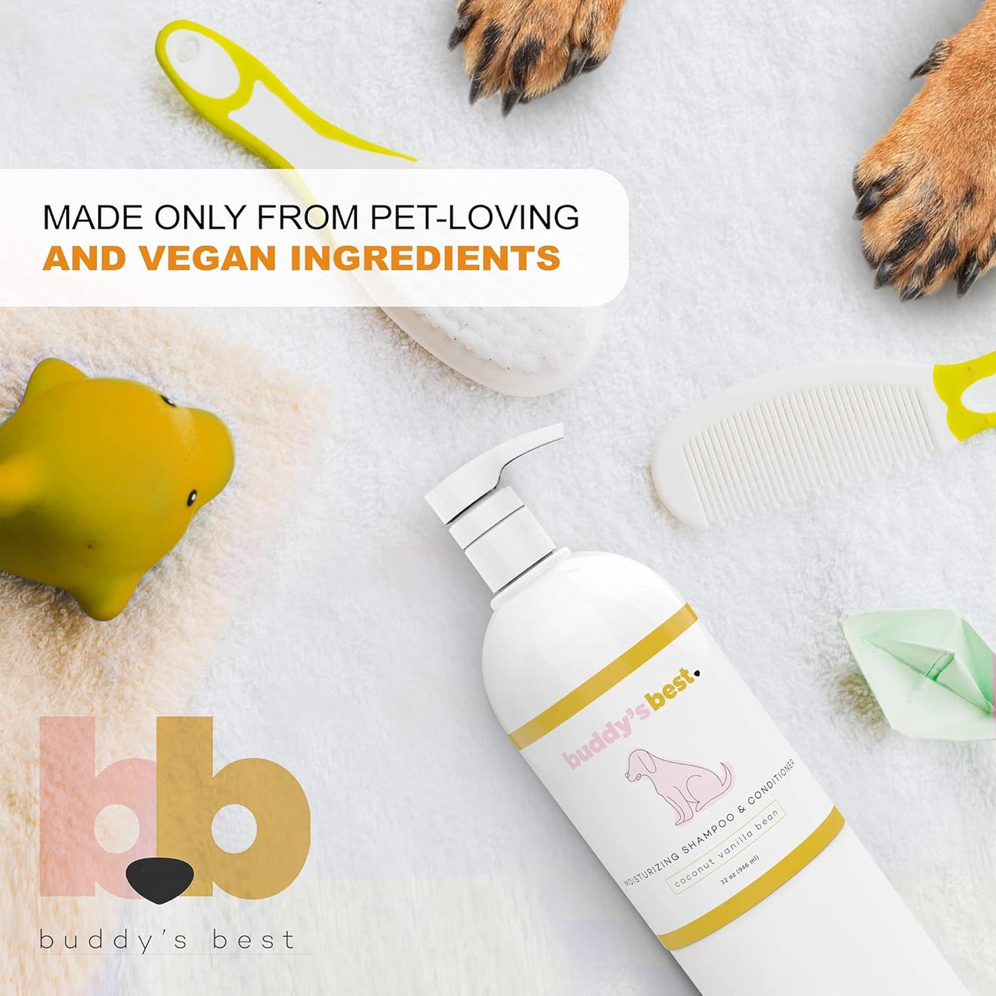 Oatmeal Dog Shampoo and Conditioner for Sensitive Skin - Moisturizing Coconut Vanilla Bean Scented Wash for Dogs, 32 oz