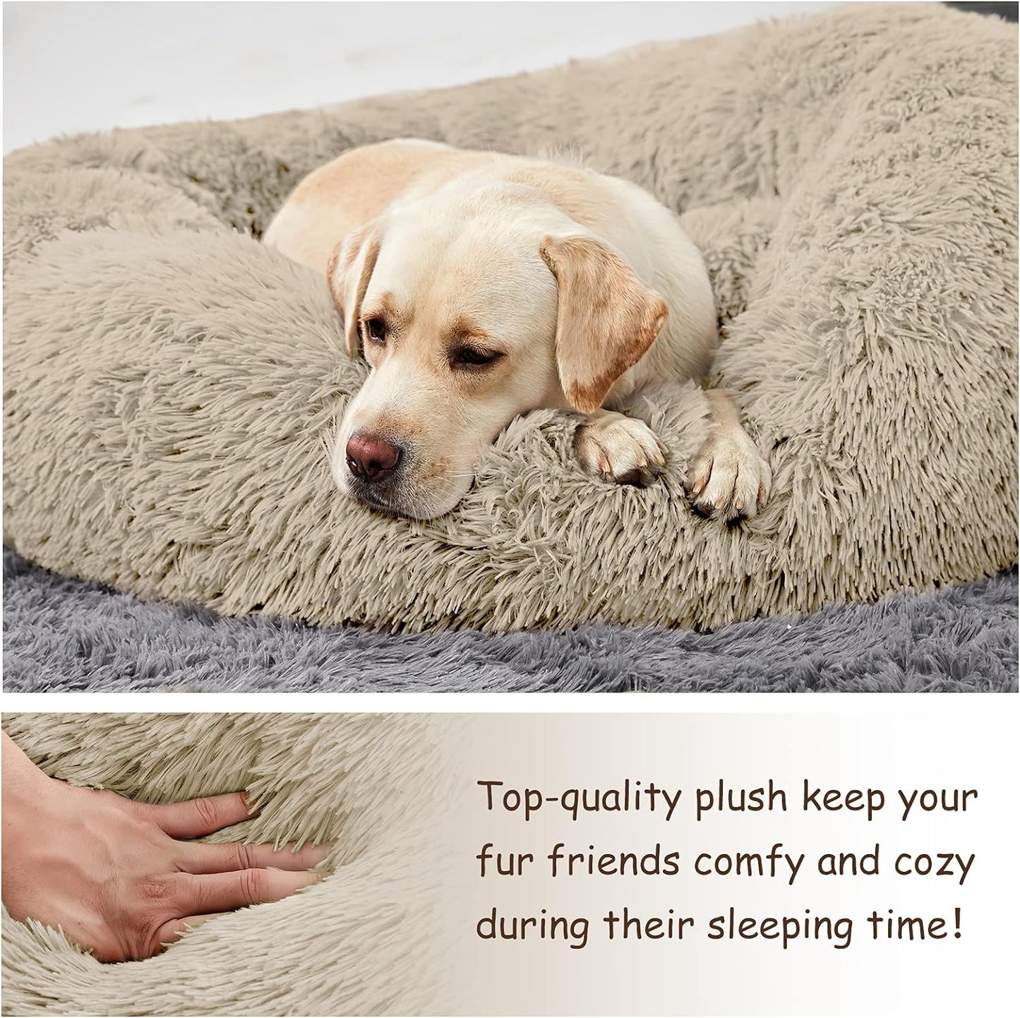 Large Washable Donut Dog Bed - Comfortable Calming Cuddler for Pets