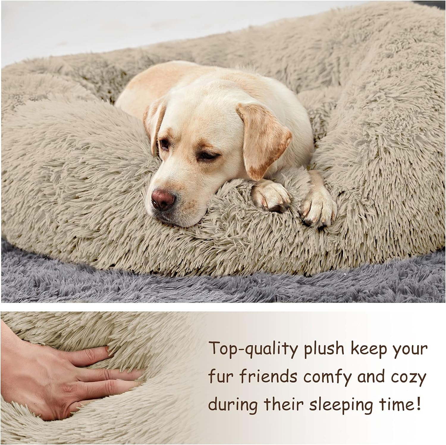 Large Washable Donut Dog Bed - Comfortable Calming Cuddler for Pets
