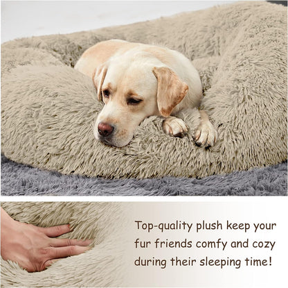 Large Washable Donut Dog Bed - Comfortable Calming Cuddler for Pets