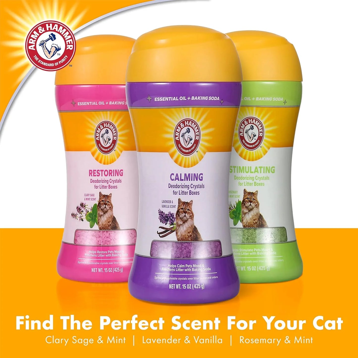 (2 Pack)  Deodorizing Cat Litter Crystals for Litter Boxes, Clary Sage & Mint Scent 15 Oz.
