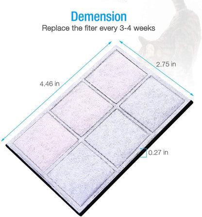 Replacement Filters for 51Oz Cat Fountain LED Pet Water Fountain Filter (8 PACK)