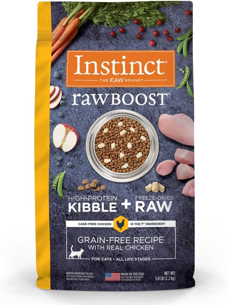 Raw Boost, Natural Dry Cat Food with Freeze Dried Pieces, High Protein, Grain Free Recipe - Real Chicken, 10 Lb. Bag