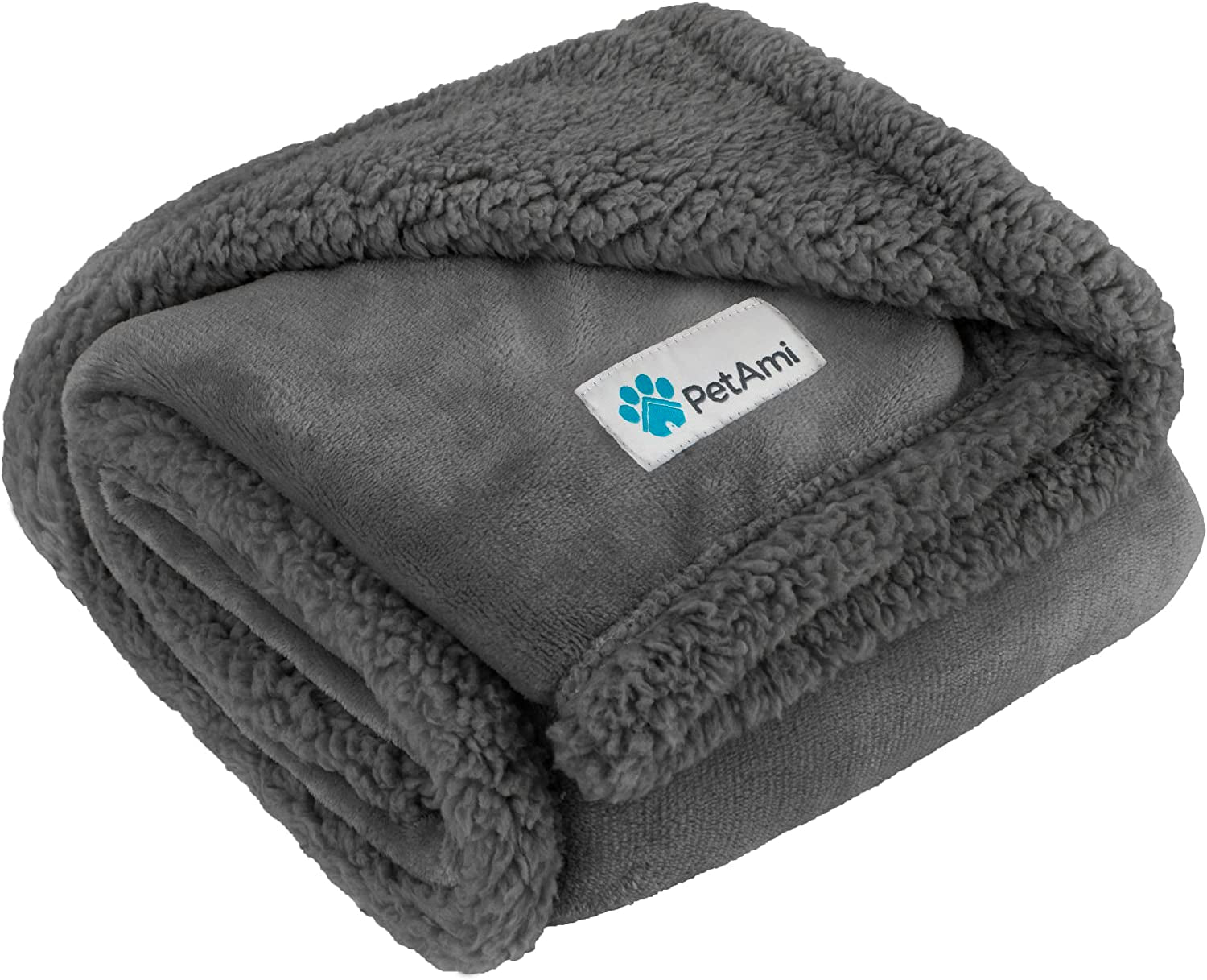 Extra Large Dog Blanket, Soft Reversible Fleece and Sherpa Cover for Furniture, Car, and Kennel, Washable Plush Throw in Solid Dark Gray, 60" x 80