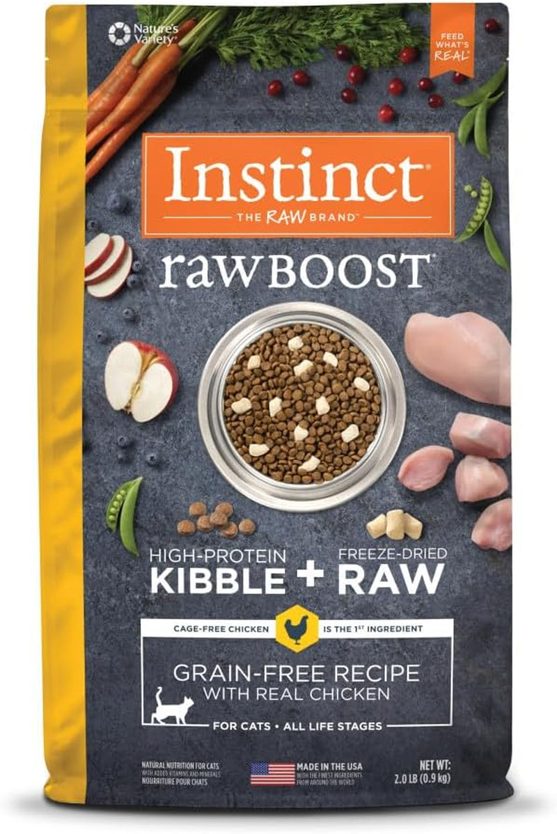 Raw Boost, Natural Dry Cat Food with Freeze Dried Pieces, High Protein, Grain Free Recipe - Real Chicken, 10 Lb. Bag
