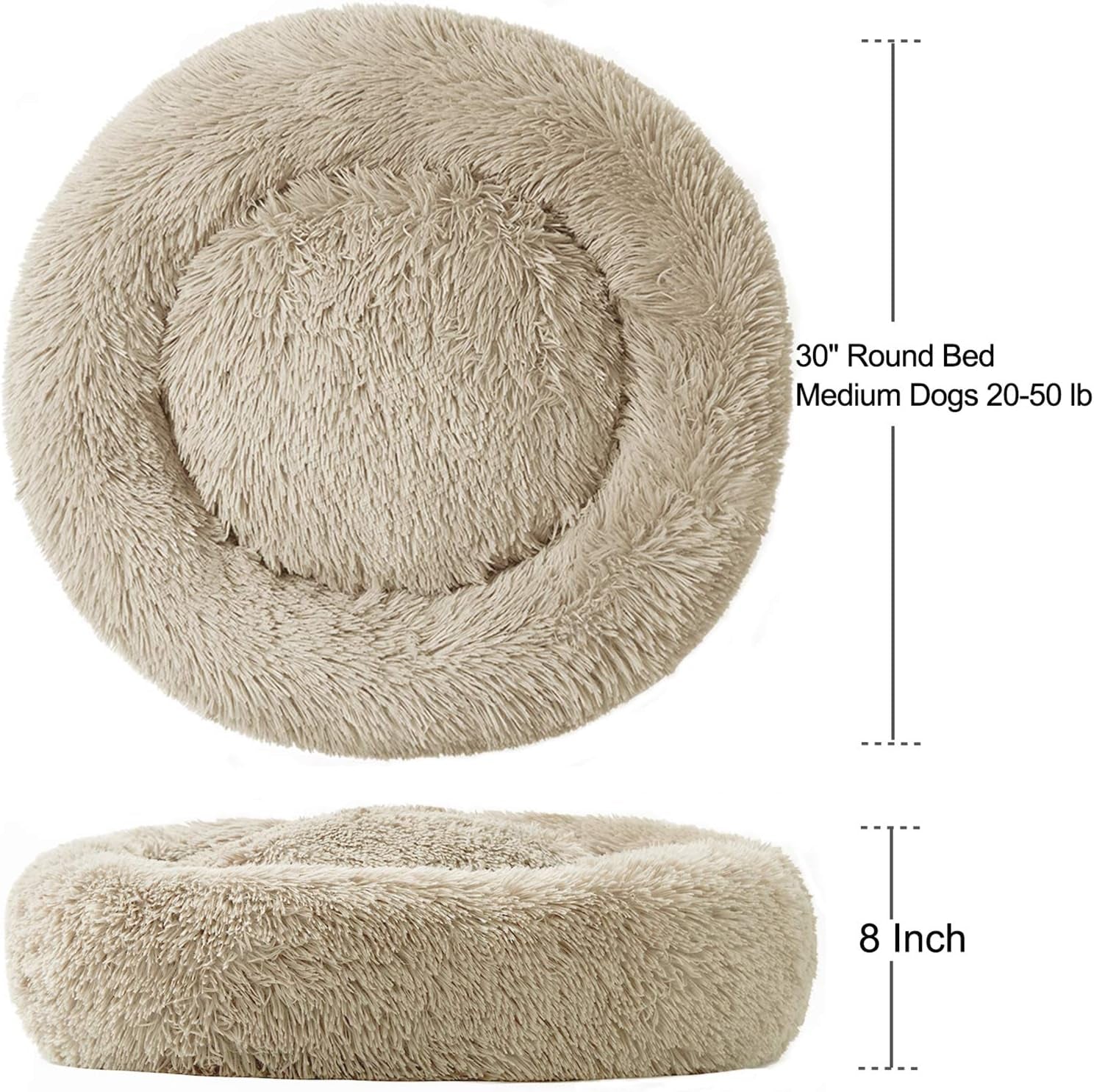Large Washable Donut Dog Bed - Comfortable Calming Cuddler for Pets