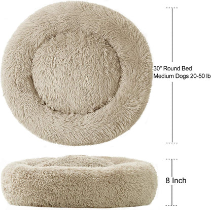 Large Washable Donut Dog Bed - Comfortable Calming Cuddler for Pets